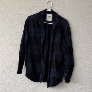 Aerie Navy and Black Plaid Shirt